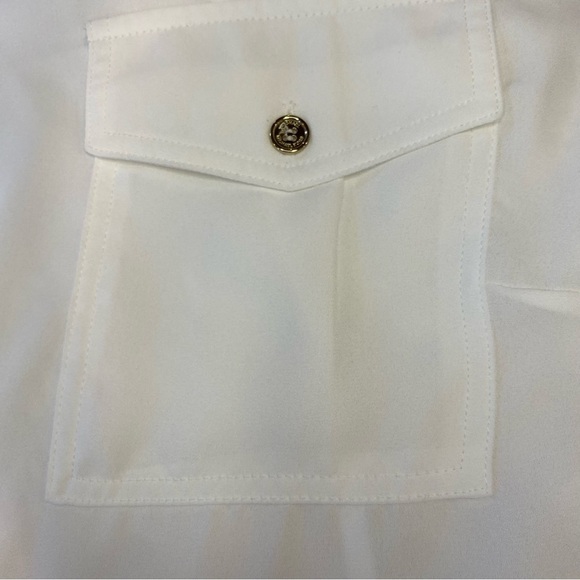 MICHAEL Michael Kors White Blouse with Gold Zipper Long Sleeves Size 1X - Picture 10 of 14